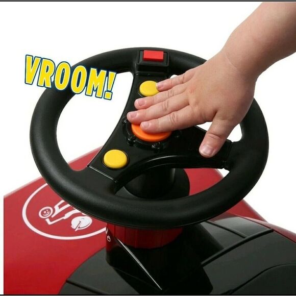 Radio Flyer 6v Racer Ride On Car for toddlers with round printed playmat - Picture 7 of 11